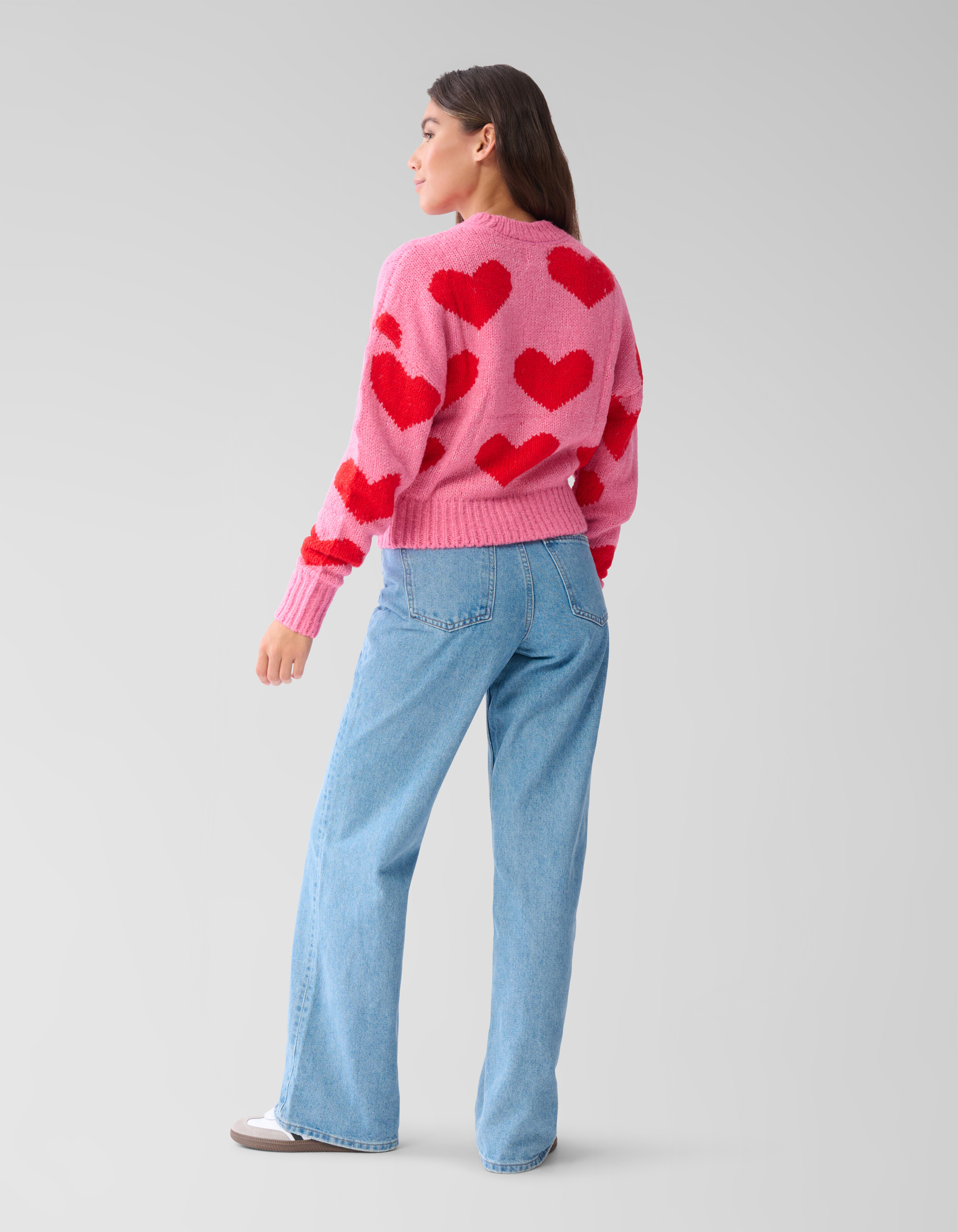 Heart Printed Gebreide Trui Roze SHOEBY WOMEN
