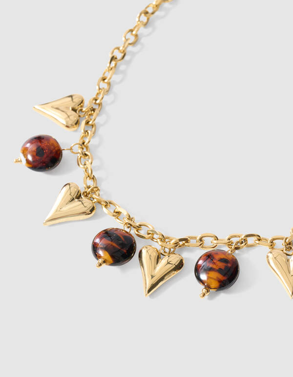 Heart Oval Bedel Ketting Goud SHOEBY ACCESSOIRES