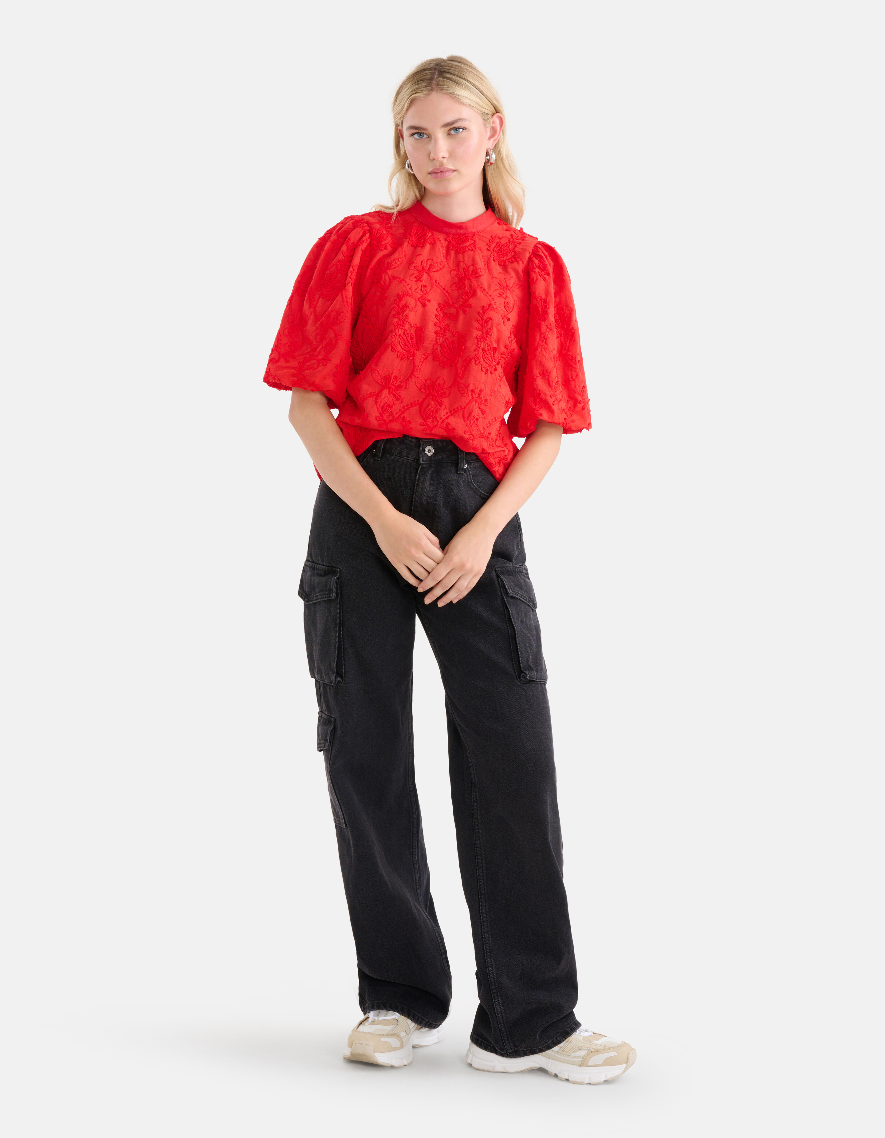 Embroidery Top Rood SHOEBY WOMEN