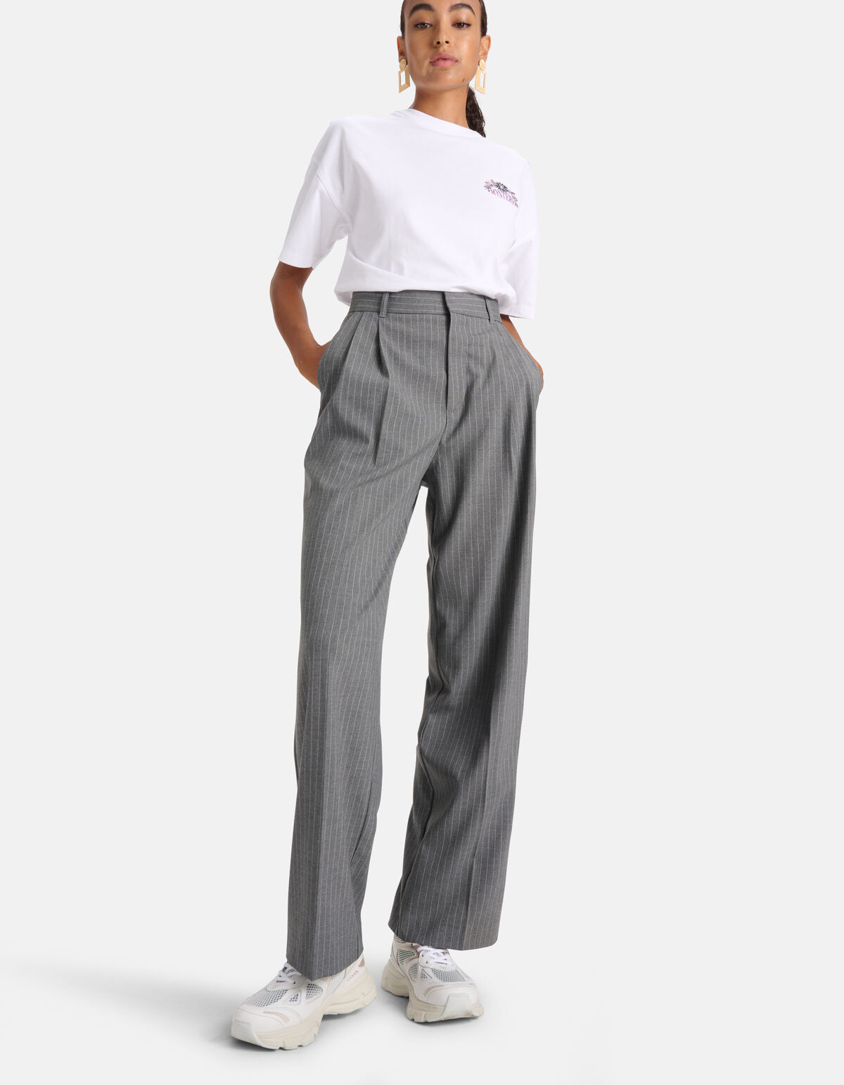 Loose Fit Pinstripe Pantalon Antraciet SHOEBY WOMEN