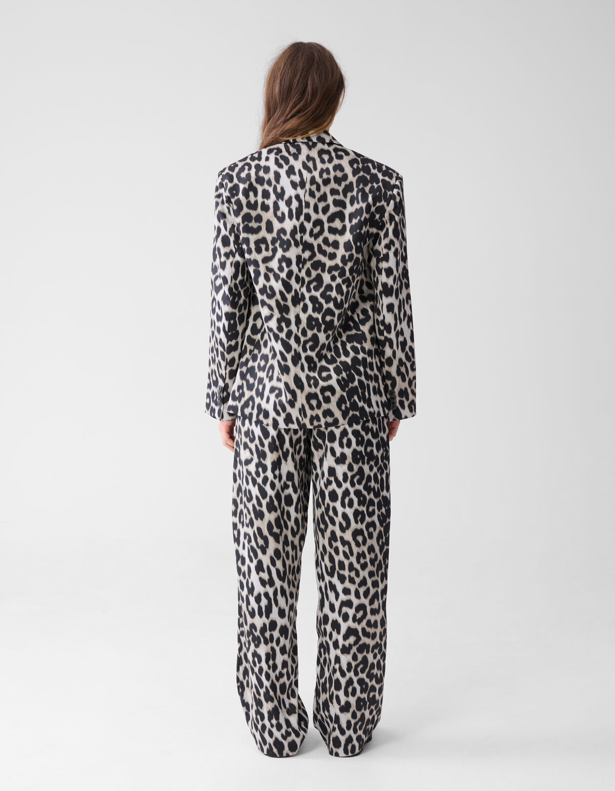 Oversized Leopard Blazer Grijs SHOEBY WOMEN