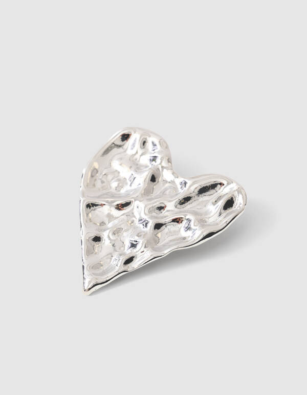 Big Hammerd Heart Broche Zilver SHOEBY ACCESSOIRES