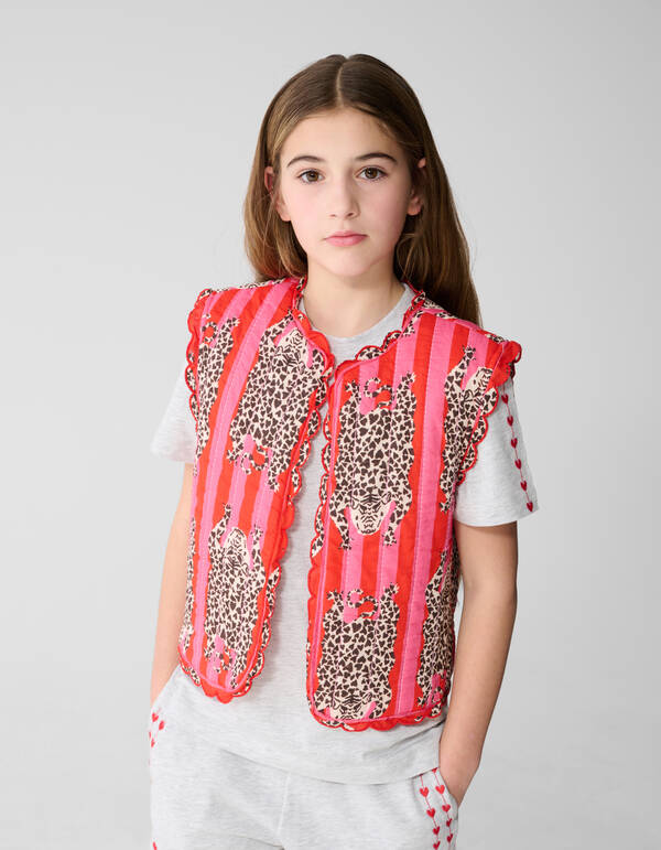 Quilted Leopard Gilet Roze SHOEBY GIRLS