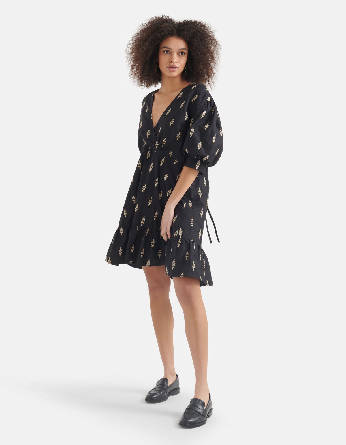 Poplin Embroidery Jurk Zwart SHOEBY WOMEN