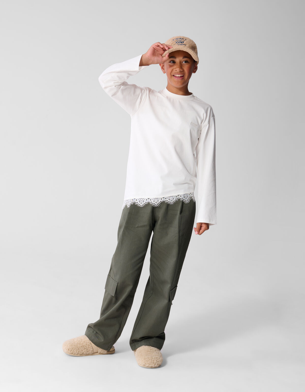Asymmetrische Kanten Longsleeve T-shirt Wit SHOEBY GIRLS