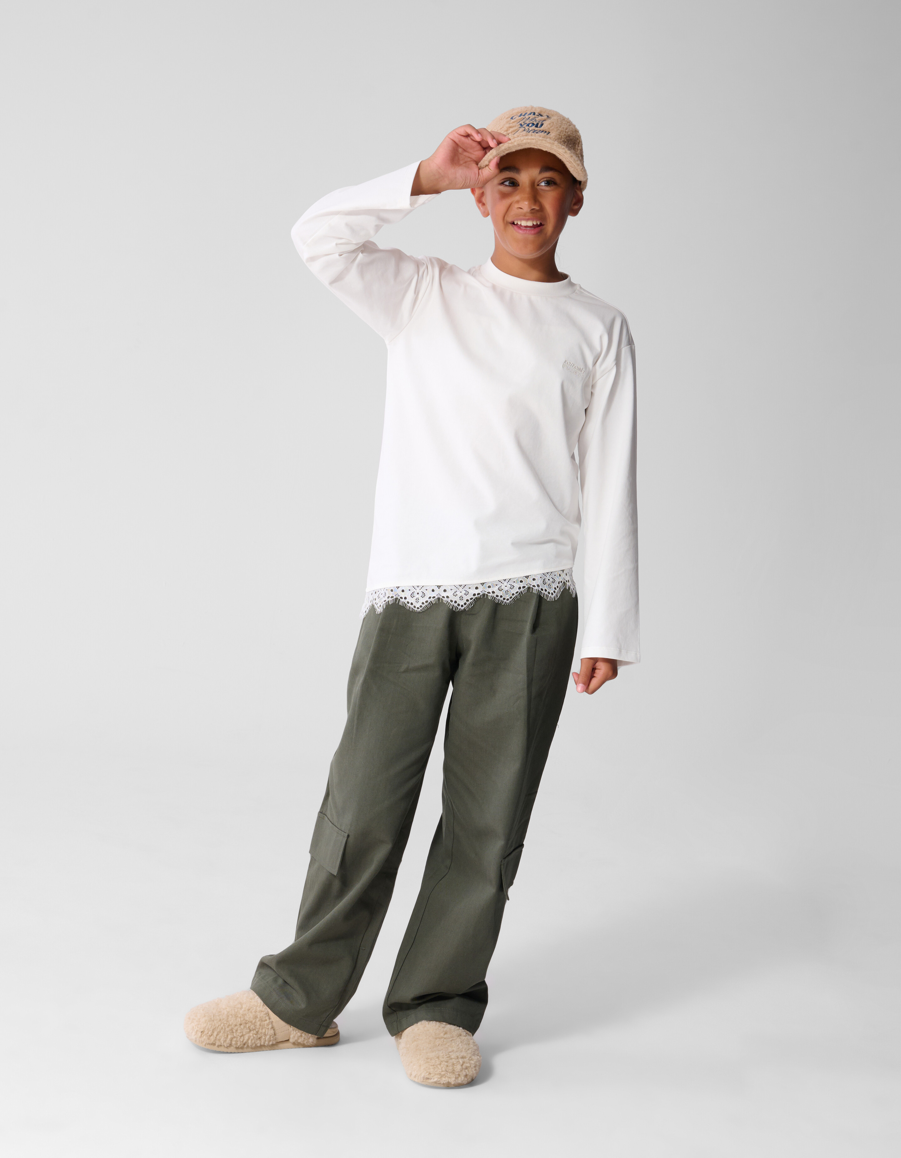 Asymmetrische Kanten Longsleeve T-shirt Wit SHOEBY GIRLS