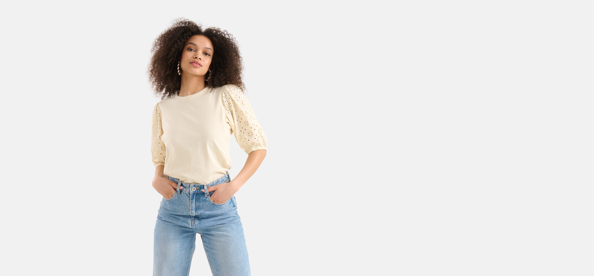 Embroidery Top Gebroken Wit SHOEBY WOMEN