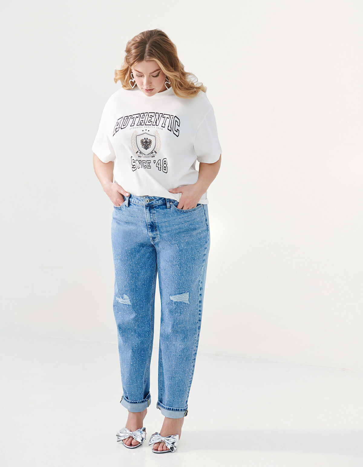 Strass Tapered Fit Jeans Mediumstone By Fred SHOEBY WOMEN