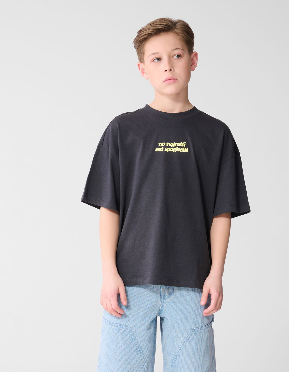 Spaghetti Artwork T-shirt Donkergrijs SHOEBY BOYS