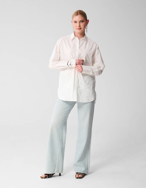 Palm Artwork Blouse Wit SHOEBY WOMEN