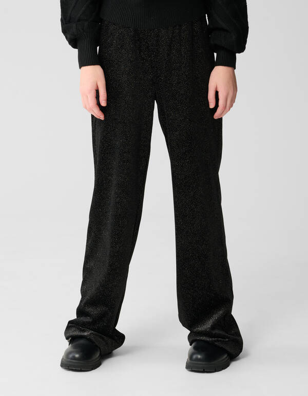 Velvet Wide Leg Broek Zwart SHOEBY GIRLS