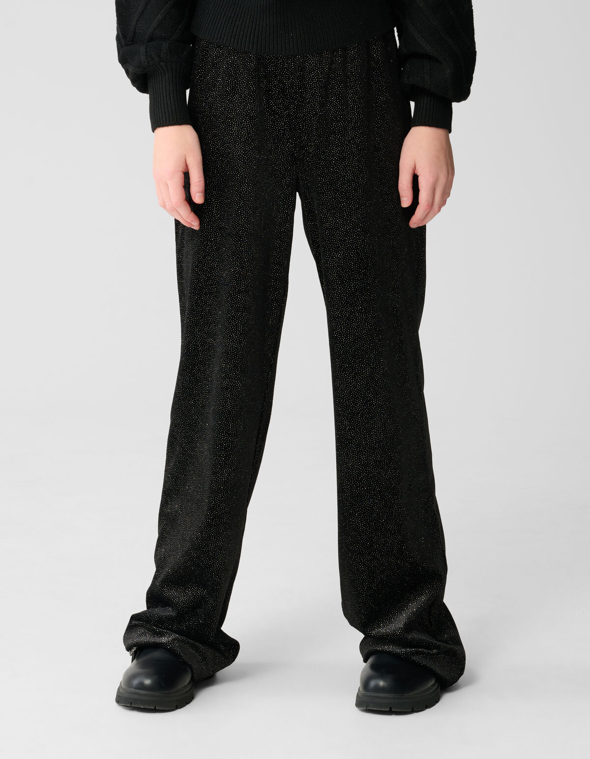 Velvet Wide Leg Broek Zwart SHOEBY GIRLS