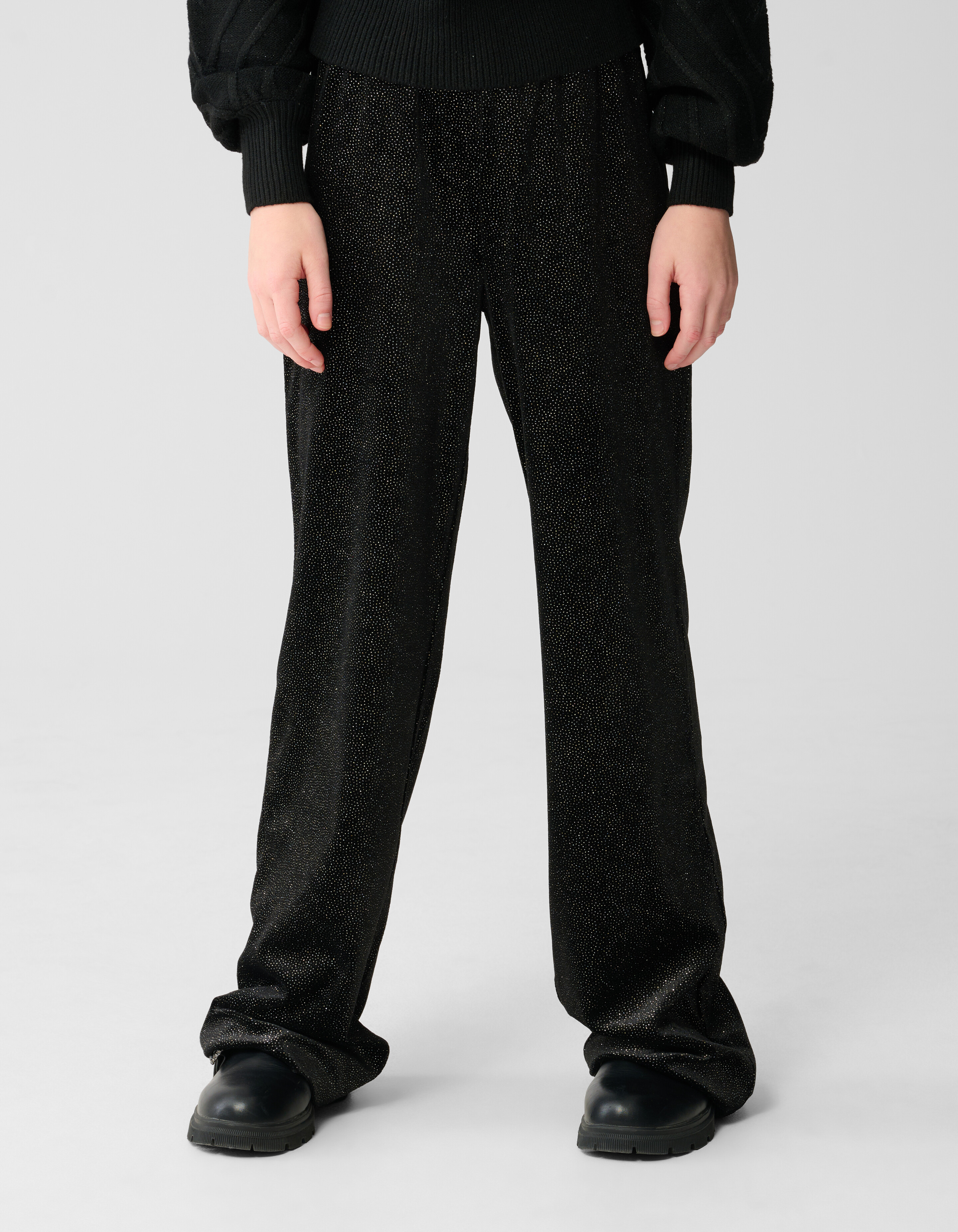 Velvet Wide Leg Broek Zwart SHOEBY GIRLS