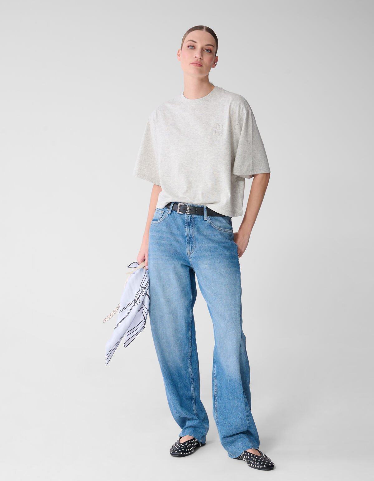 Oversized Logo T-shirt Lichtgrijs By Mieke SHOEBY WOMEN