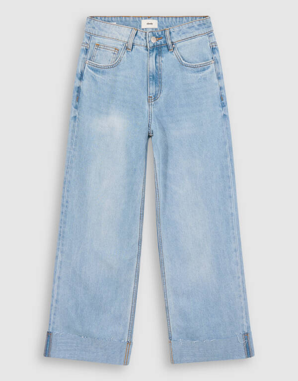 Turn Up Wide Leg Fit Jeans Mediumstone SHOEBY WOMEN