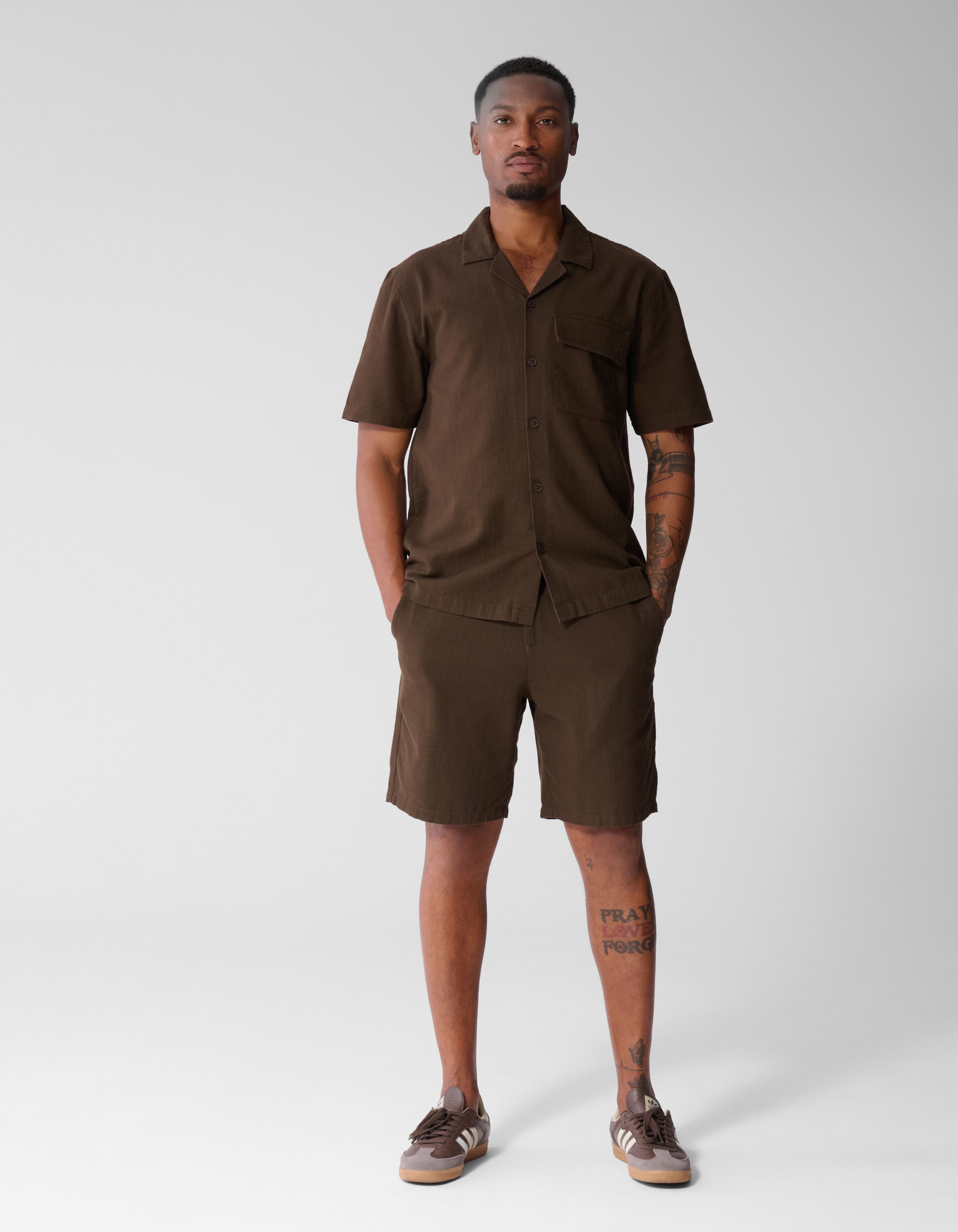 Structuur Spark Overhemd Donkerbruin SHOEBY MEN
