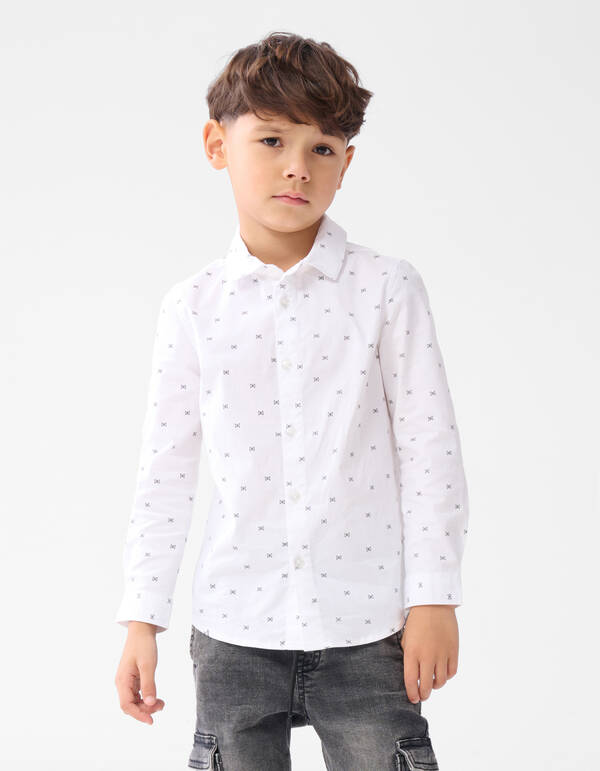 Printed Overhemd Wit SHOEBY BOYS