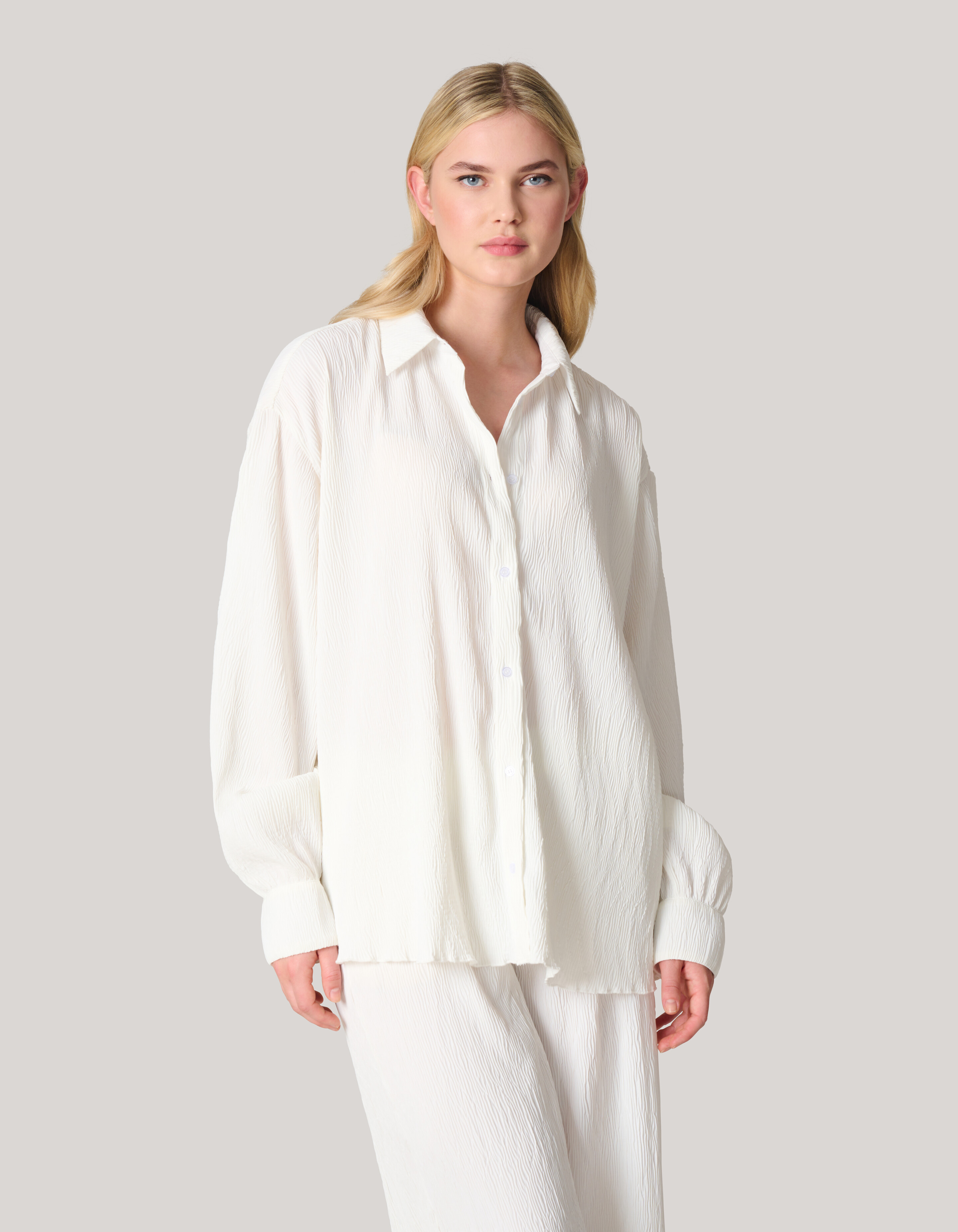 Plissé Crinkle Blouse Gebroken Wit SHOEBY WOMEN