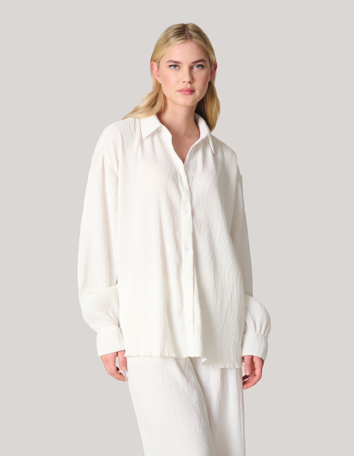 Plissé Crinkle Blouse Gebroken Wit SHOEBY WOMEN