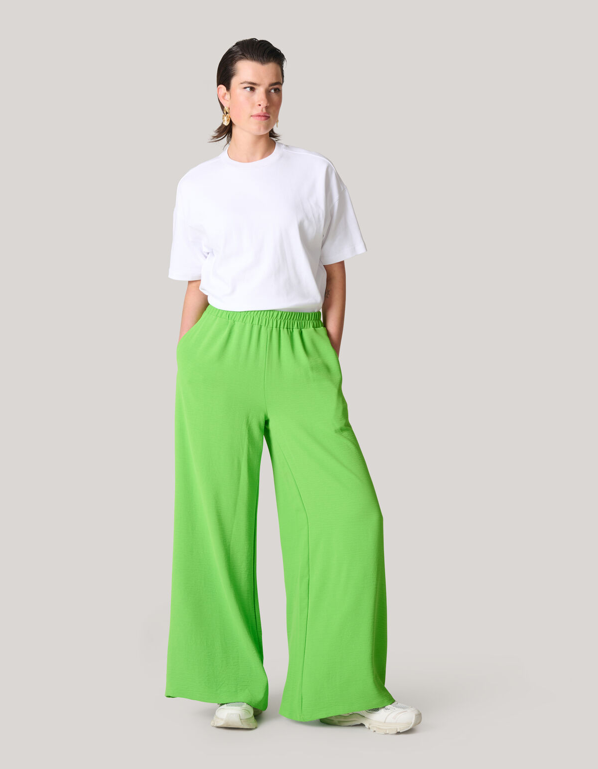 Wide Leg Broek Groen SHOEBY WOMEN