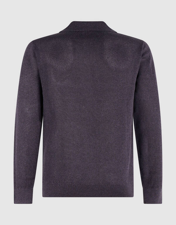 Longsleeve Knit Polo Donkerpaars SHOEBY MEN