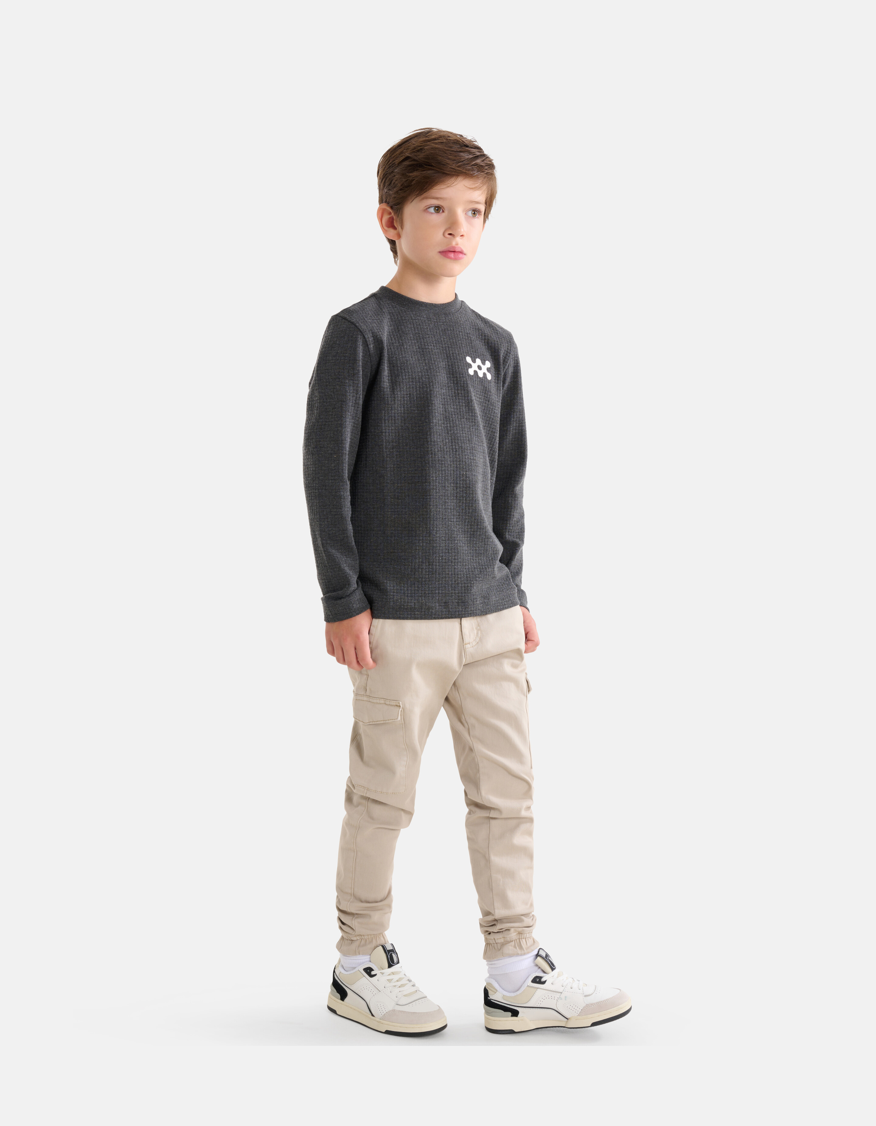 Structuur Longsleeve Donkergrijs SHOEBY BOYS