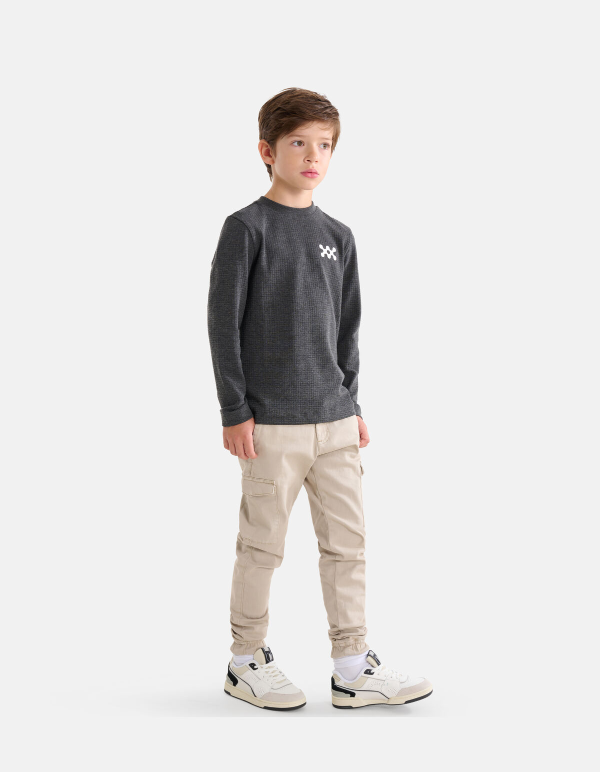 Structuur Longsleeve Donkergrijs SHOEBY BOYS
