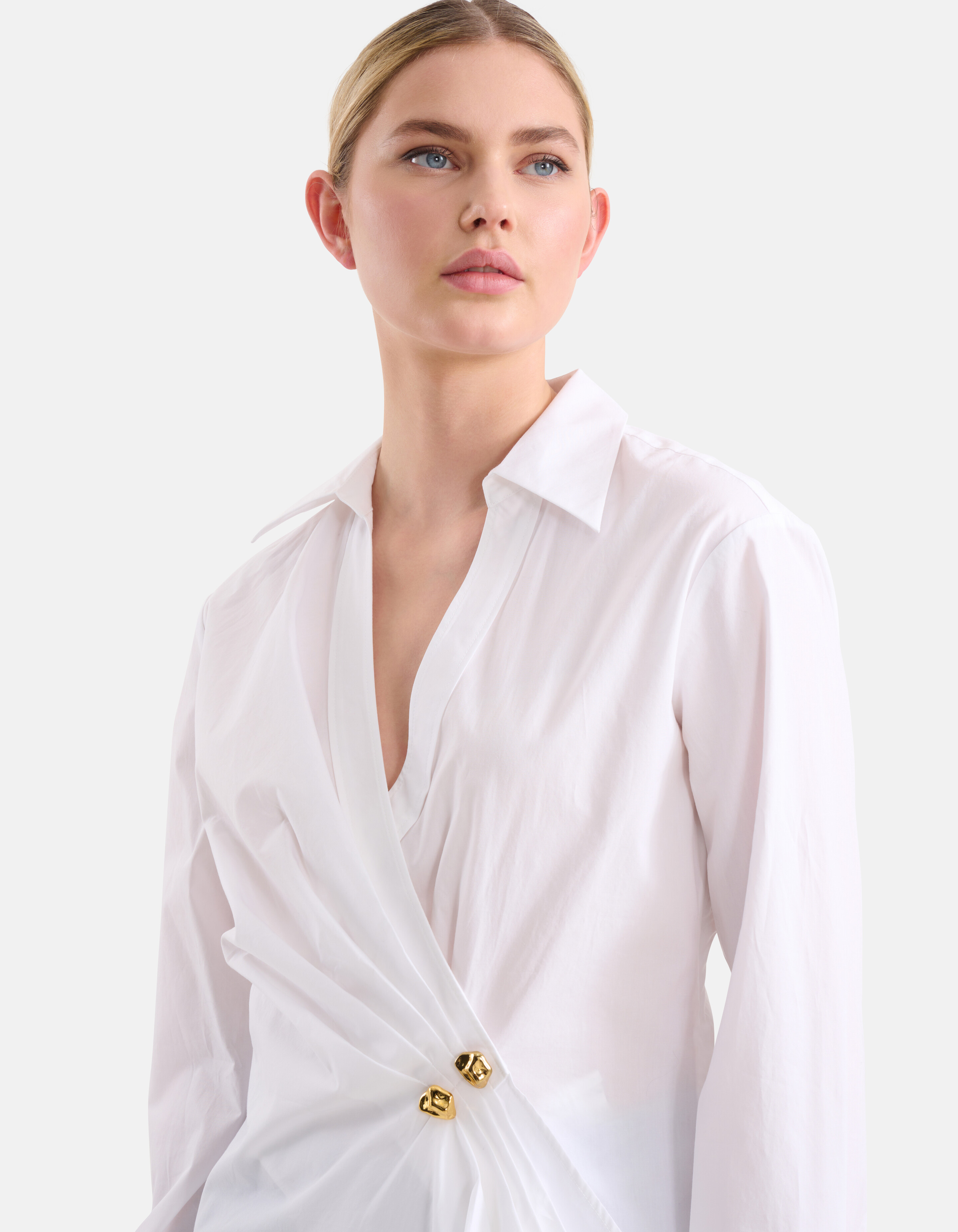 Poplin Overslag Blouse Wit SHOEBY WOMEN