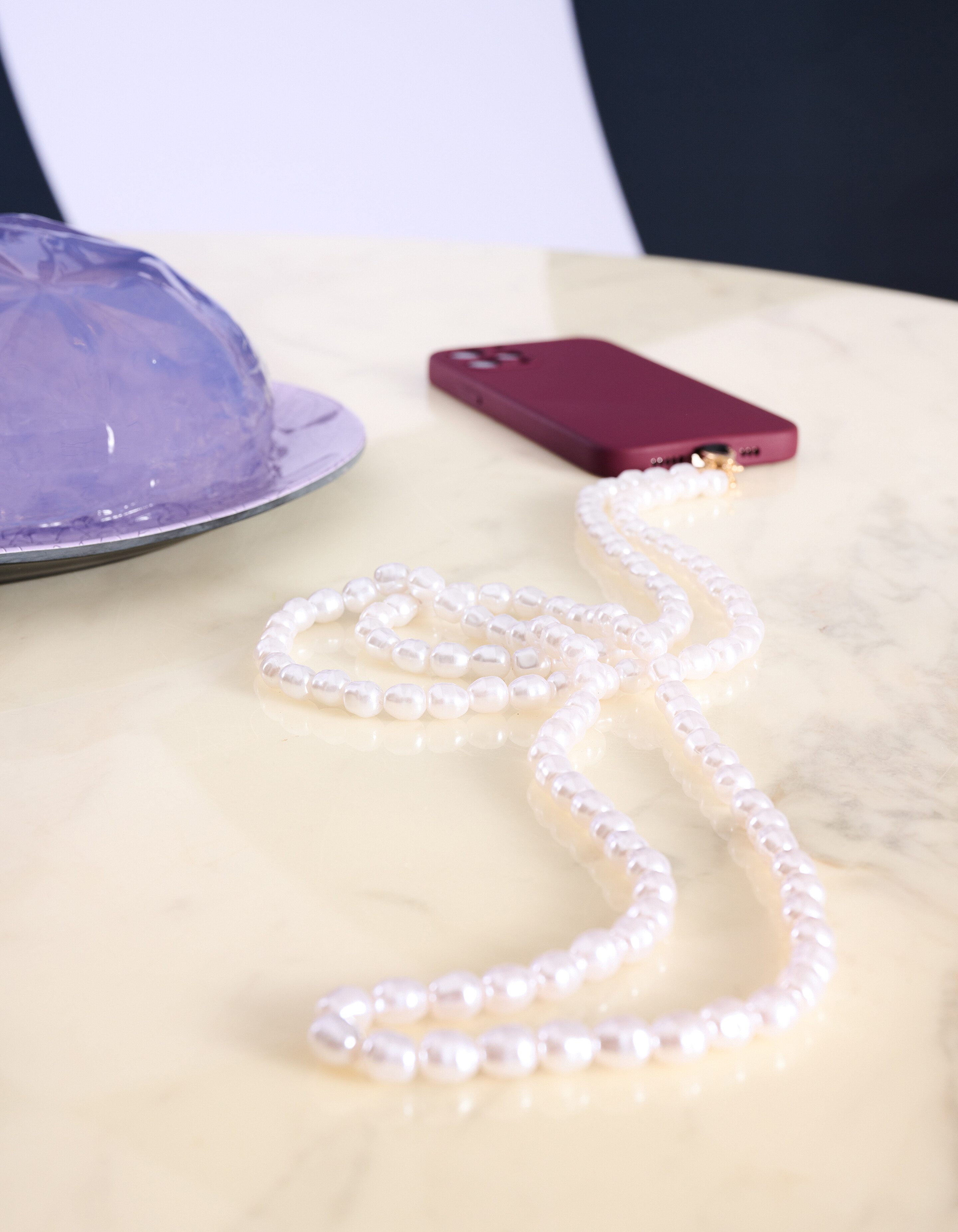 Korte Parel Telefoonkoord Wit SHOEBY ACCESSOIRES