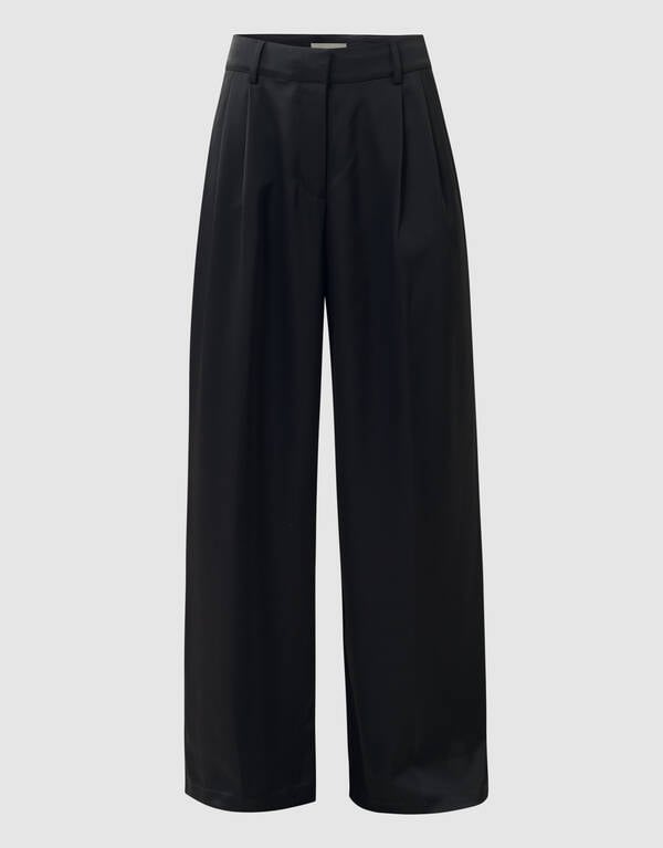 Satijnen Wide Leg Broek Zwart SHOEBY WOMEN