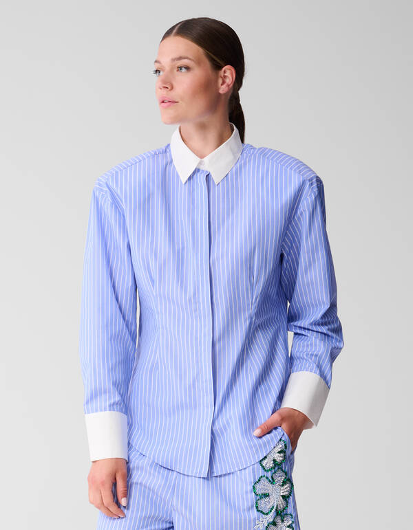 Getailleerde Striped Blouse Blauw SHOEBY WOMEN
