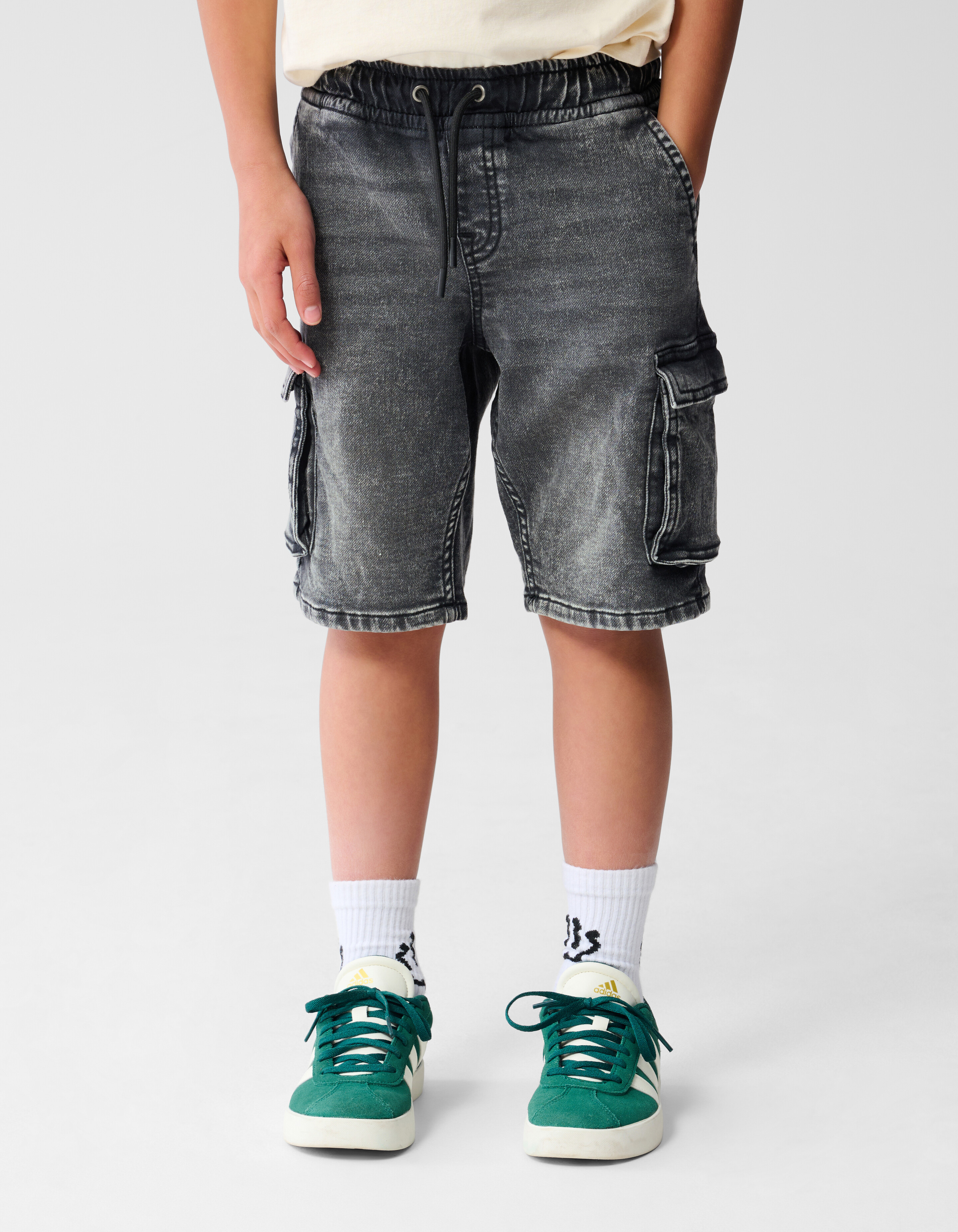 Denim Cargo Short Donkergrijs SHOEBY BOYS