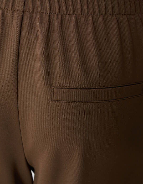 Basic Wide Leg Fit Broek Bruin SHOEBY WOMEN