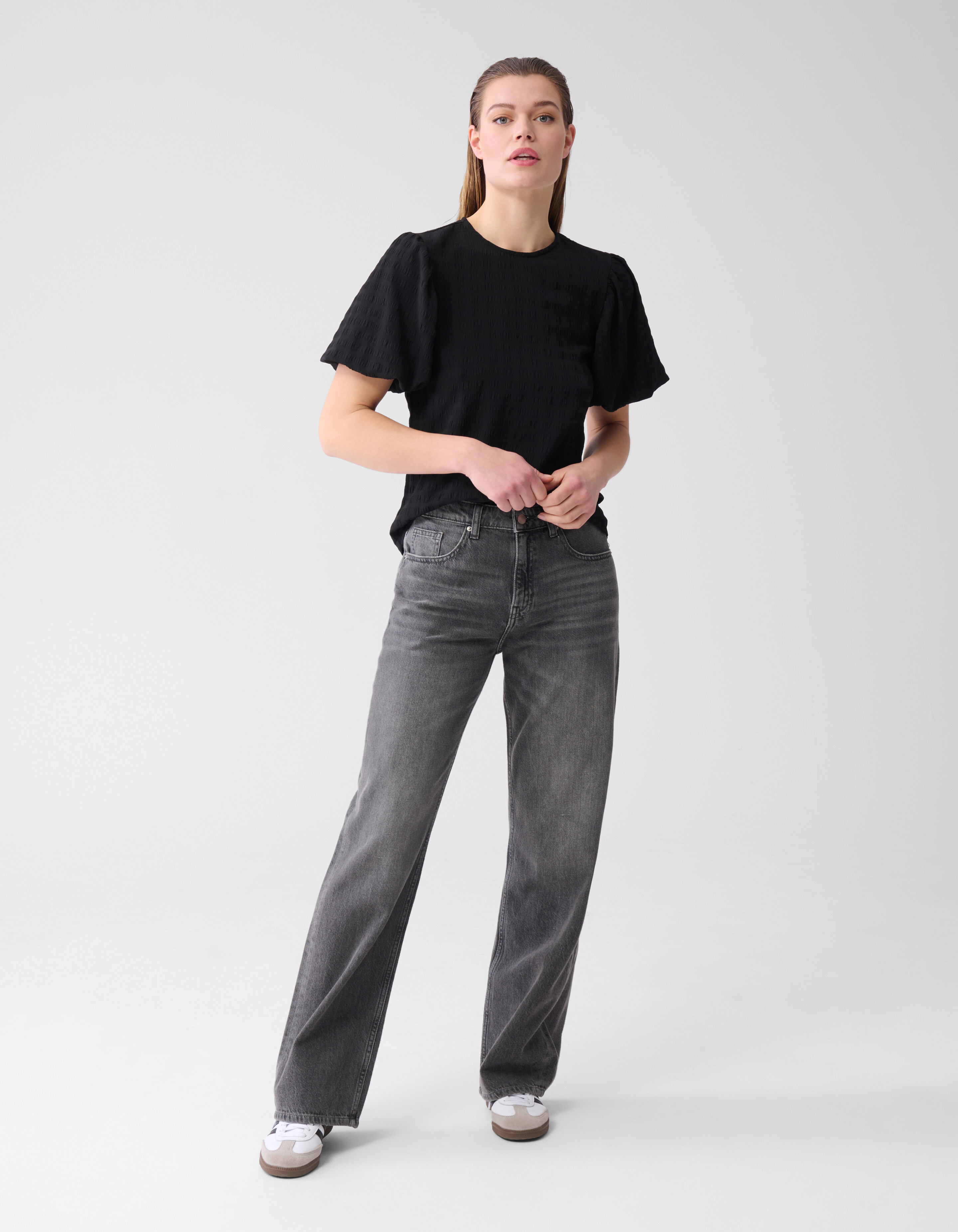 Crinkle Strik Top Zwart SHOEBY WOMEN