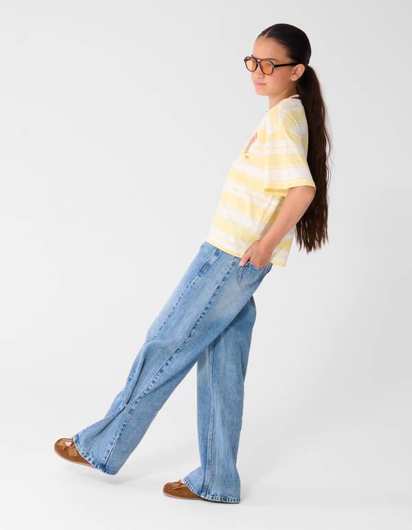 Pleated Wide Leg Fit Jeans Blauw SHOEBY GIRLS