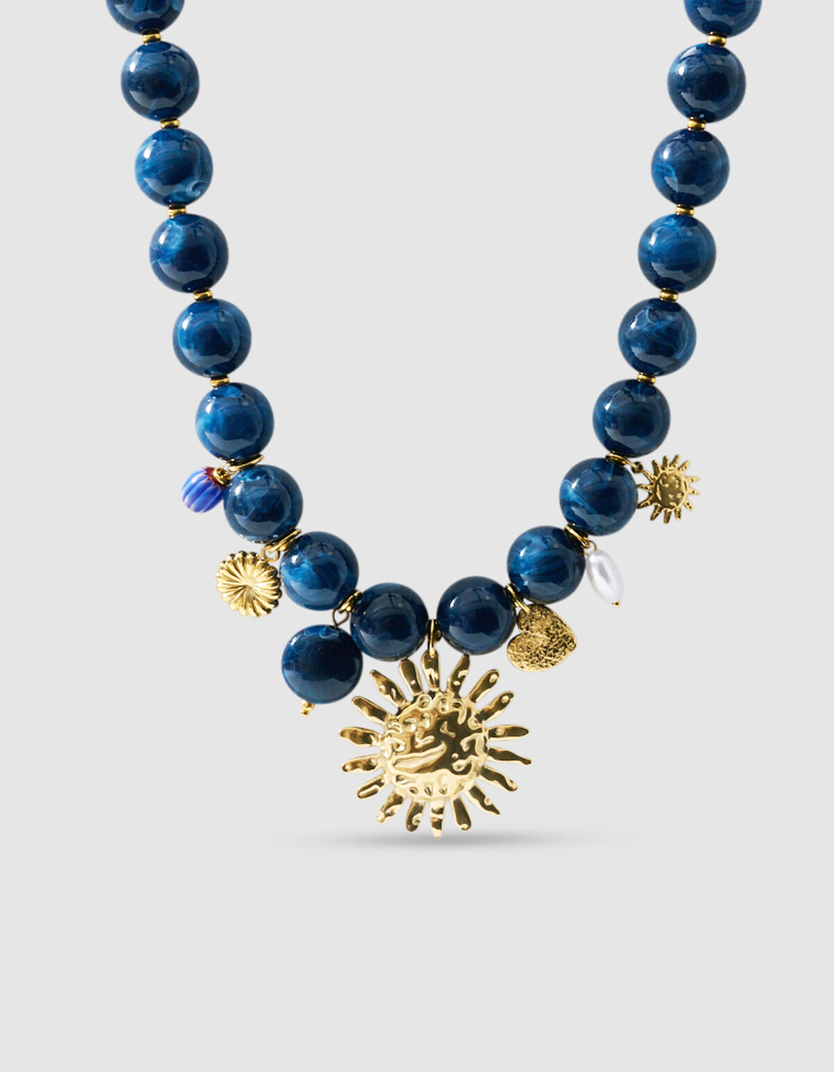 Beaded Charm Ketting Donkerblauw SHOEBY ACCESSOIRES
