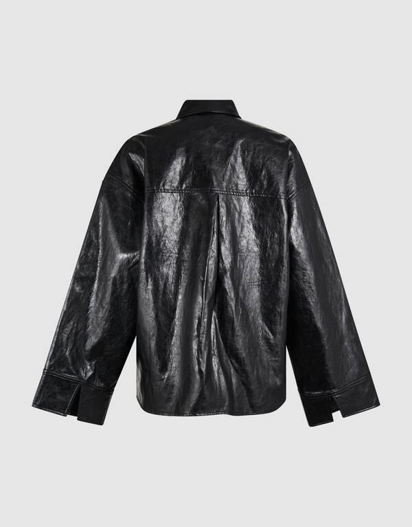 Vegan Leren Carpenter Blouse Zwart SHOEBY WOMEN