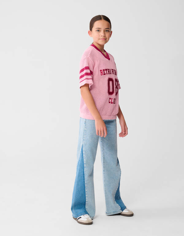 Two Tone Flared Fit Jeans Bleached SHOEBY GIRLS