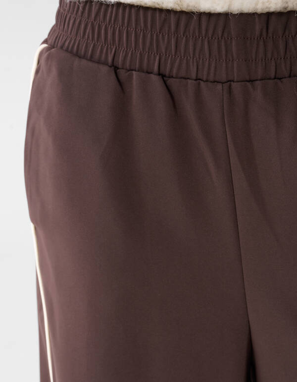 Sporty Piping Wide Leg Fit Broek Donkerbruin SHOEBY WOMEN