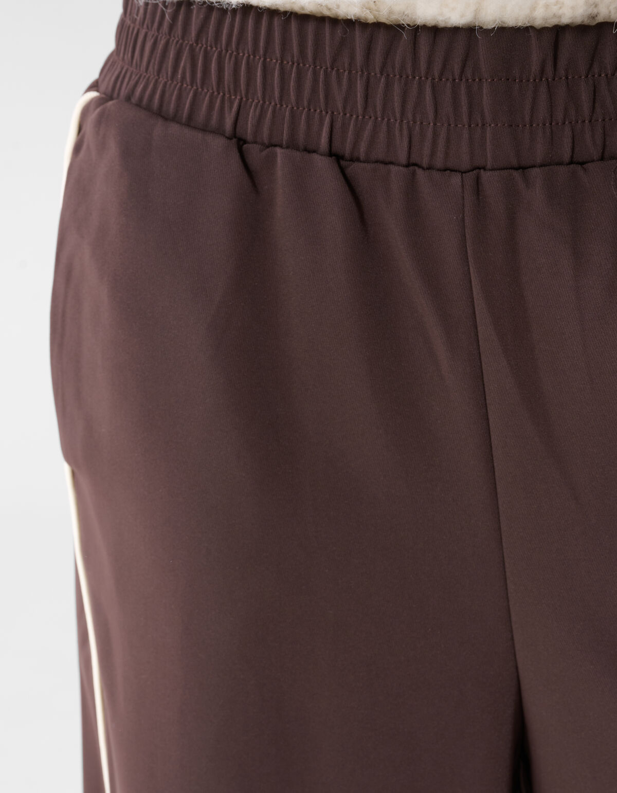 Sporty Piping Wide Leg Fit Broek Donkerbruin SHOEBY WOMEN