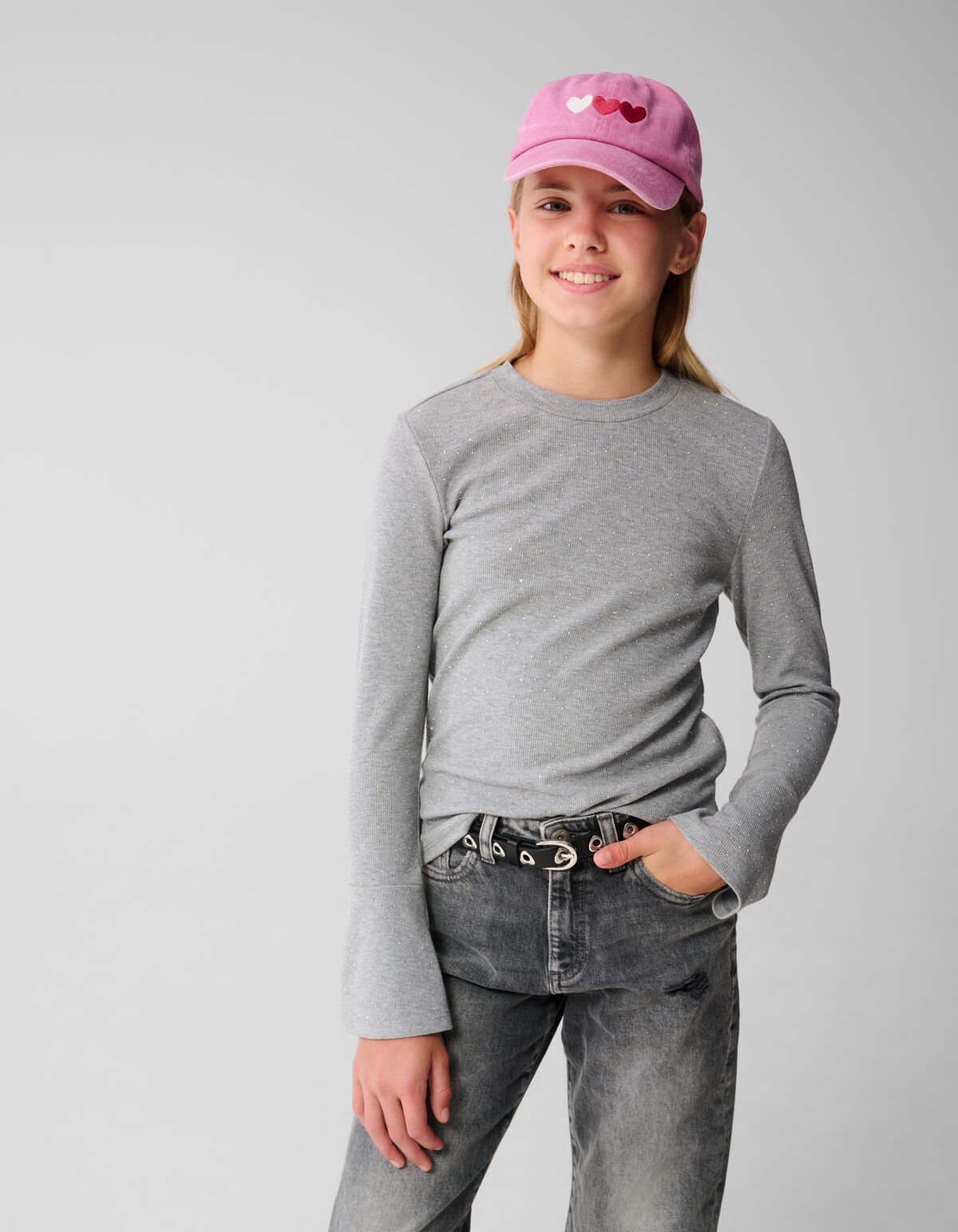 Strass Top Lichtgrijs SHOEBY GIRLS