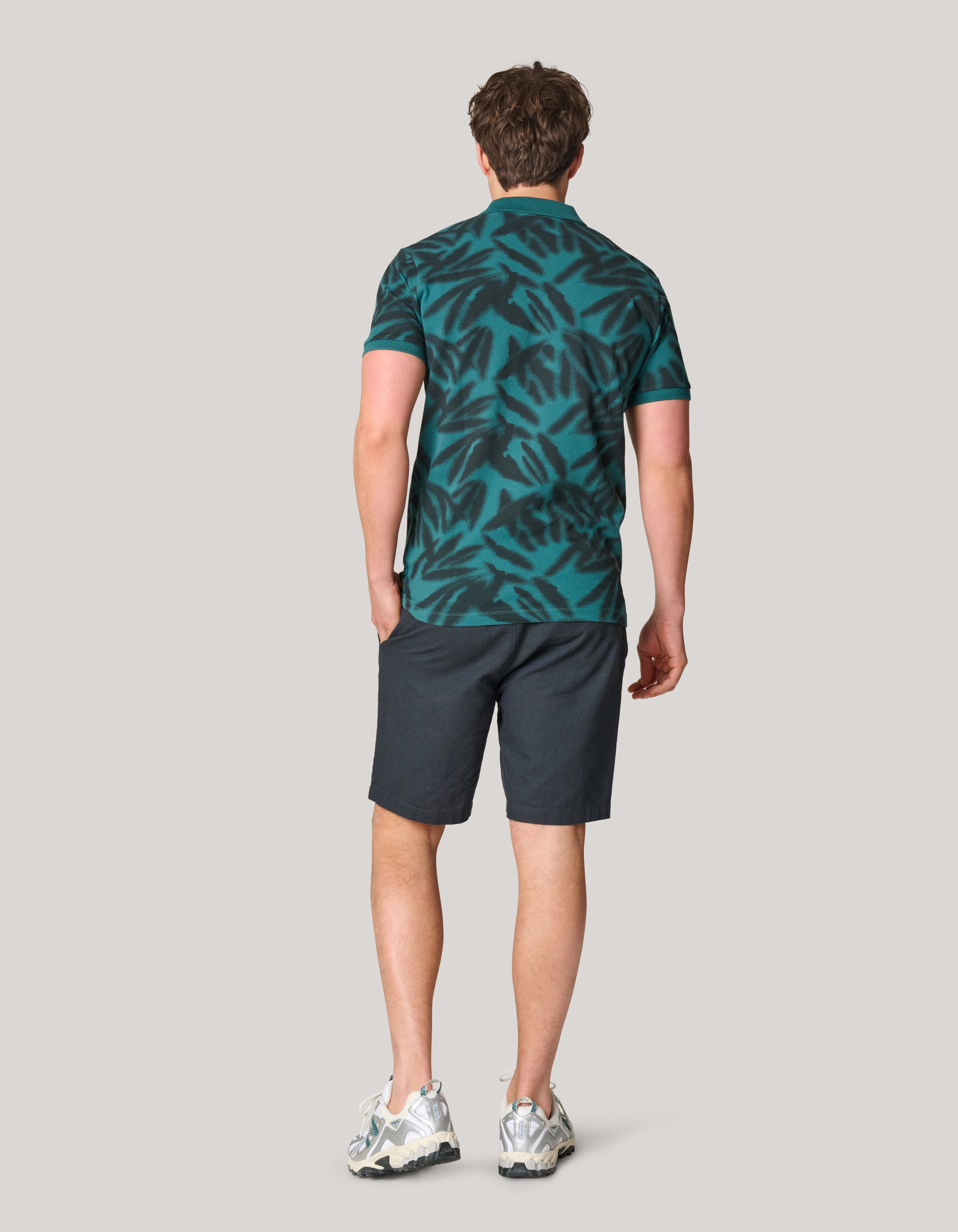 Leaf Print Polo Turquoise SHOEBY MEN