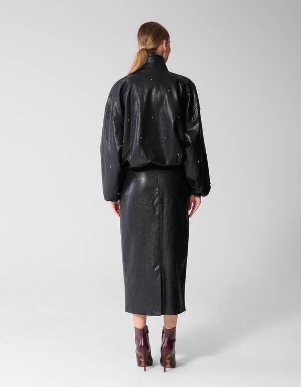 Studded Vegan Leren Maxi Rok Zwart By Mieke SHOEBY WOMEN