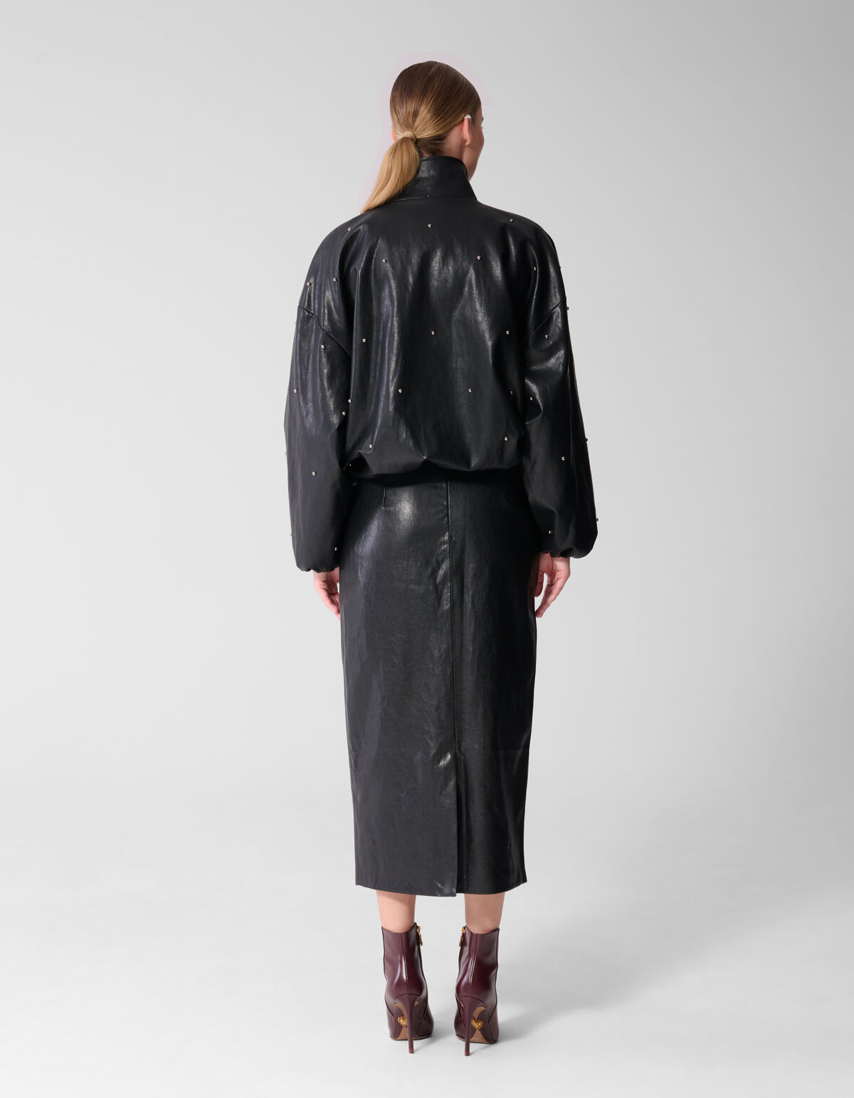 Studded Vegan Leren Maxi Rok Zwart By Mieke SHOEBY WOMEN