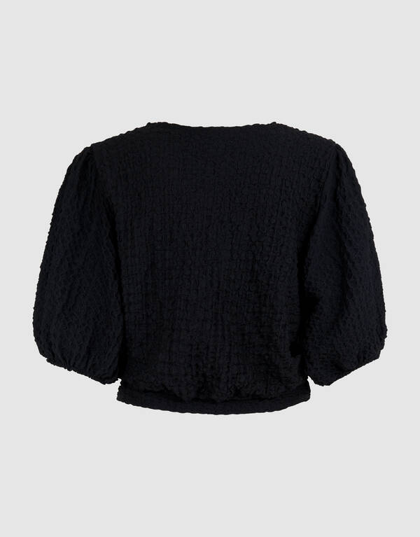 Crinkle Getailleerde Top Zwart SHOEBY WOMEN