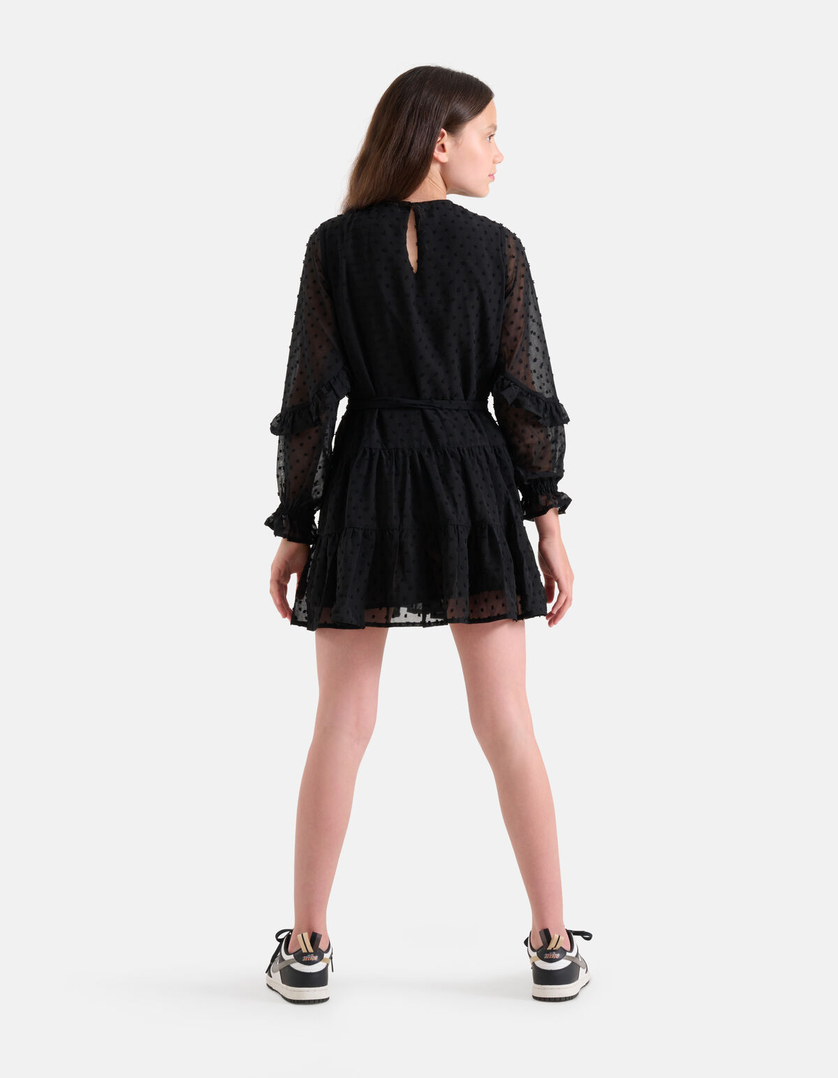 Chiffon Dot Jurk Zwart SHOEBY GIRLS