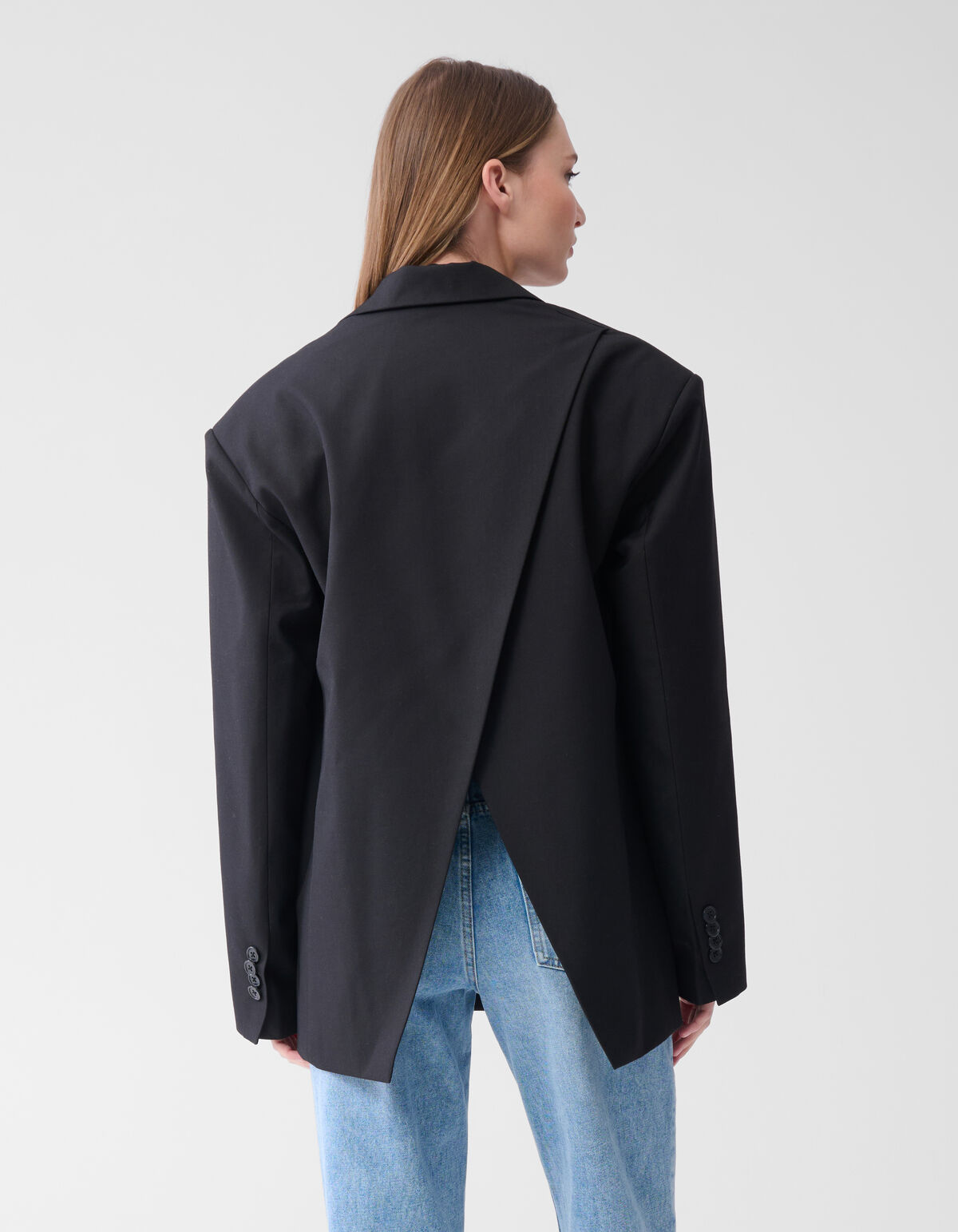 Open Back Oversized Blazer Zwart SHOEBY WOMEN