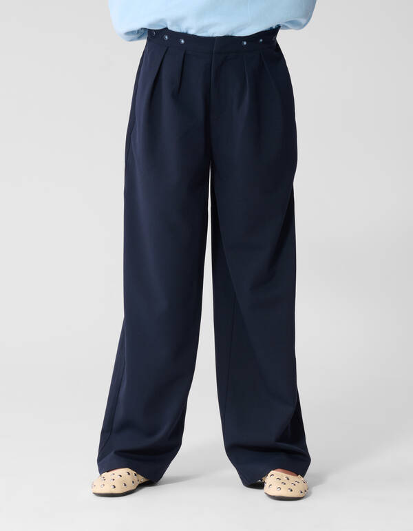 Eyelet Wide Leg Pantalon Donkerblauw SHOEBY GIRLS