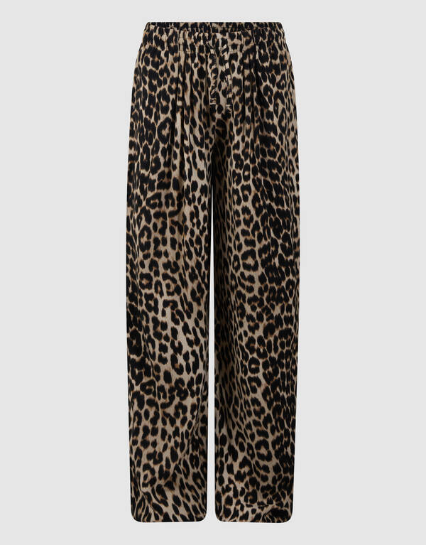 Twist Leopard Wide leg Broek Bruin SHOEBY GIRLS