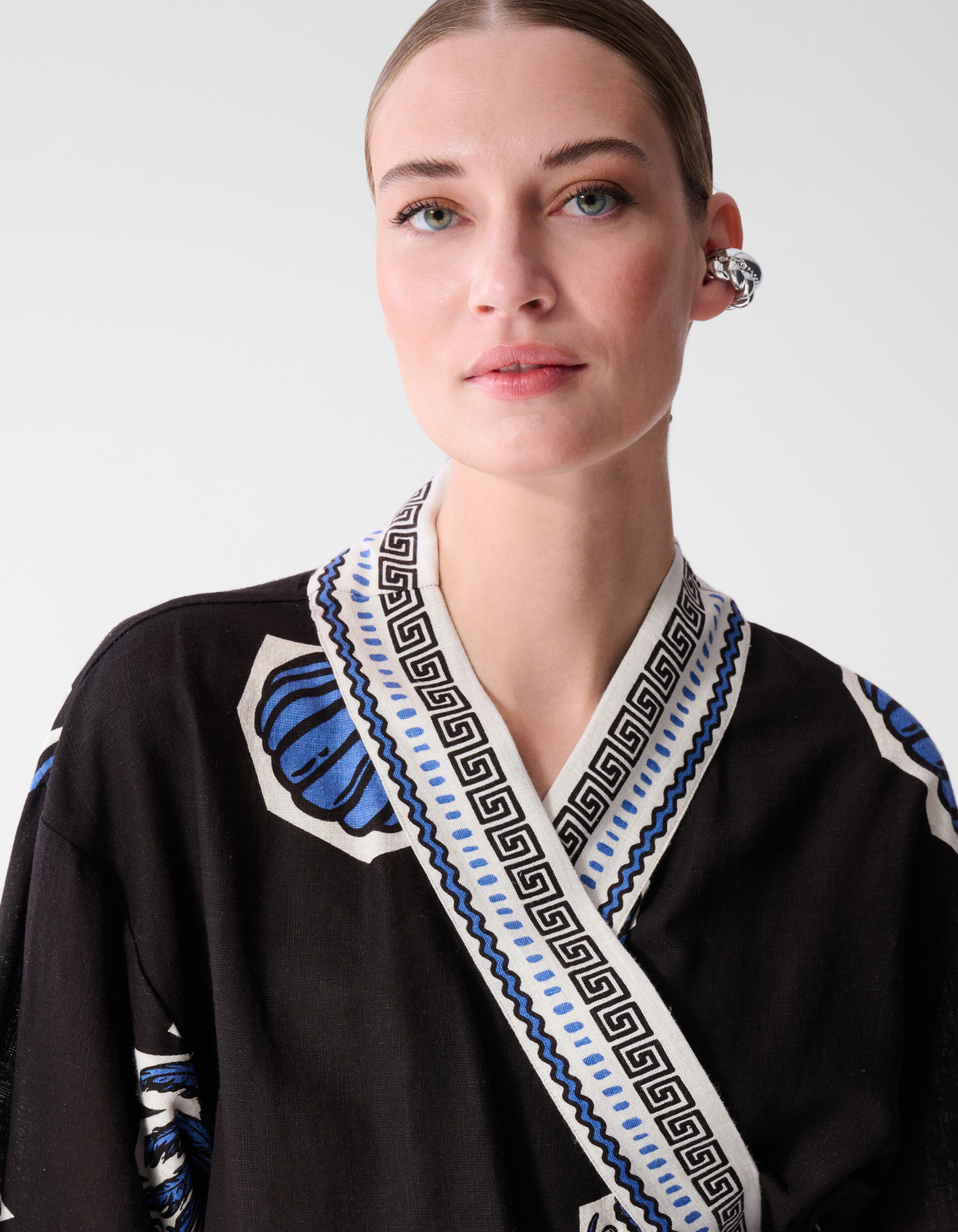 Palm Print Kimono Jurk Bruin SHOEBY WOMEN